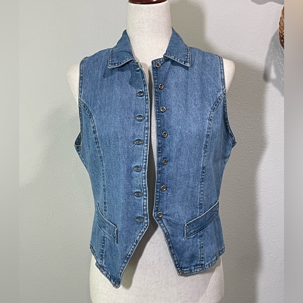 Women’s Vintage Vivaldi Jeanswear Denim Jean Vest Button Up Size Small